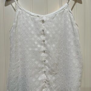 White Sleeveless Button-Down Top